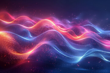 Abstract Digital Waves with Glowing Particles