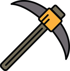 A black and white illustration of a pickaxe