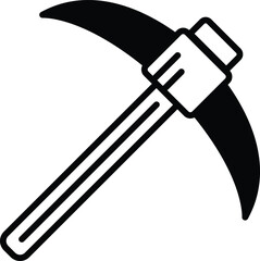 A black and white illustration of a pickaxe