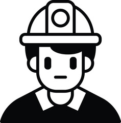 A man in a hard hat is wearing a black shirt