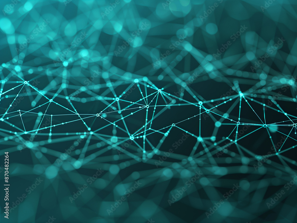 Poster connectivity concept with technical grid. blue and green futuristic digital lines with copy-space