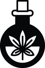A black and white drawing of a bottle of marijuana