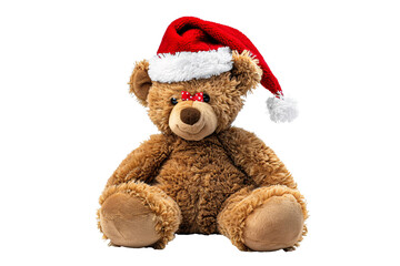 a stuffed bear wearing a santa hat