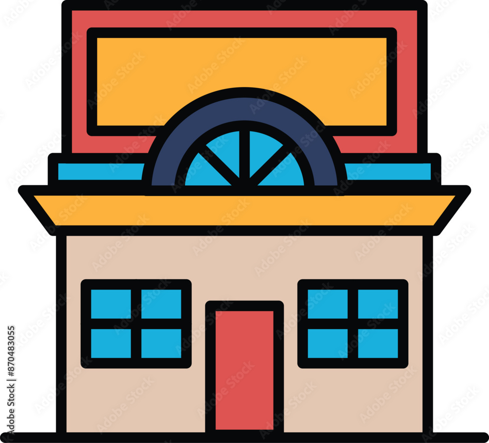 Poster a large building with a large archway and many windows