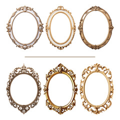 Obraz premium Vintage frame png element set, transparent background