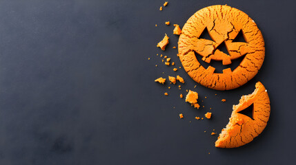 Fototapeta premium Halloween cookie, copy space.