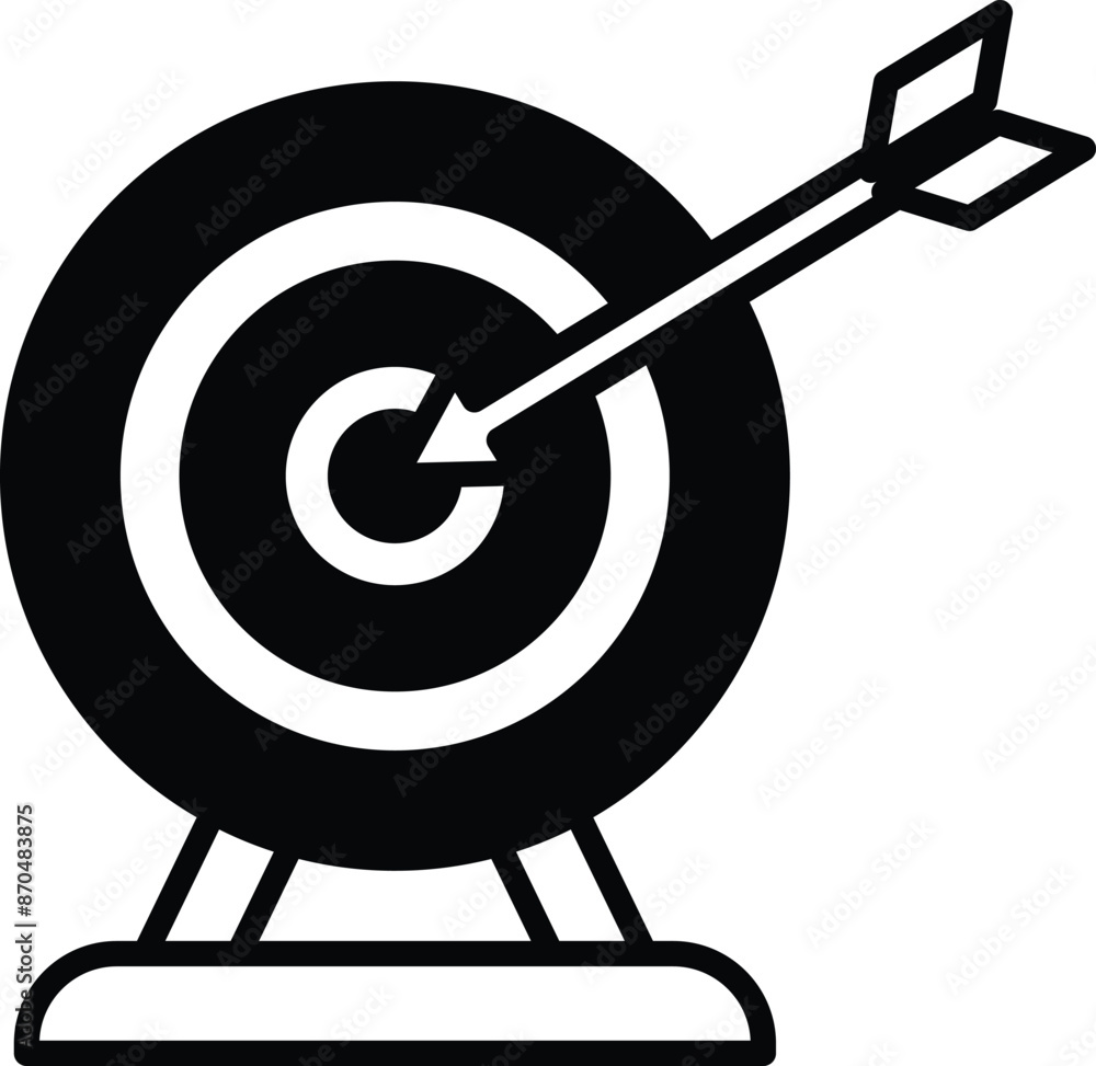 Poster a black and white image of a target with an arrow pointing to it