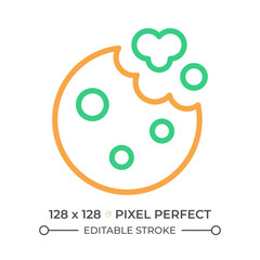 Cookies two color line icon. Round biscuit. Baked snack. Bakery menu. Sweet treat. Pastry shop. bicolor outline symbol. Duotone linear pictogram. Isolated illustration. Editable stroke