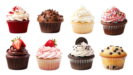 Cupcake dessert food png element set, transparent background