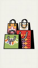 set of shopping bags isolated icon