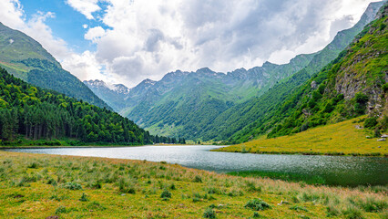 General view of Lac d'Estaing in the Lavedan, Hautes-Pyrénées, France.