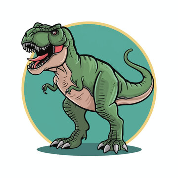 Tyrannosaurus rex or t rex dinosaur isolated on white. Comic style vector