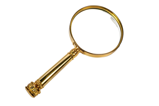 a gold magnifying glass