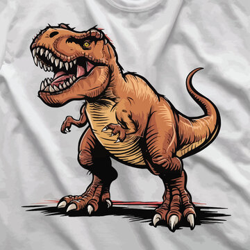 Tyrannosaurus rex or t rex dinosaur isolated on white. Comic style vector