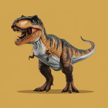 Tyrannosaurus rex or t rex dinosaur isolated on white. Comic style vector