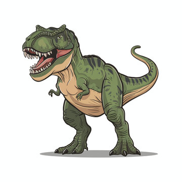 Tyrannosaurus rex or t rex dinosaur isolated on white. Comic style vector