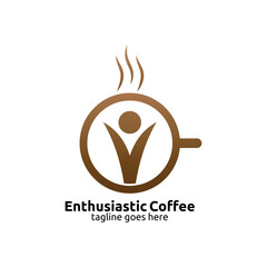 Enthusiastic coffee logo design template