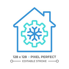 General cooling two color line icon. Air conditioning system. Climate control. Smart home. House appliance bicolor outline symbol. Duotone linear pictogram. Isolated illustration. Editable stroke