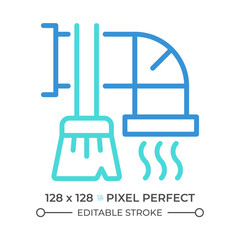 Duct cleaning two color line icon. Air quality improvement. Hvac maintenance. Professional service. Air vent bicolor outline symbol. Duotone linear pictogram. Isolated illustration. Editable stroke