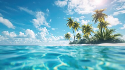 Fototapeta premium Tranquil Blue Sky with Summer Island