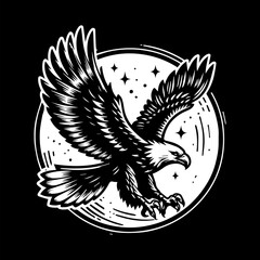 black and white eagle