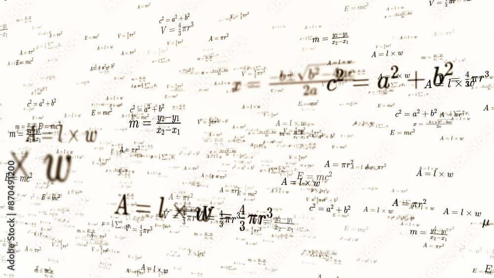 Poster abstract mathematical formulas animation background