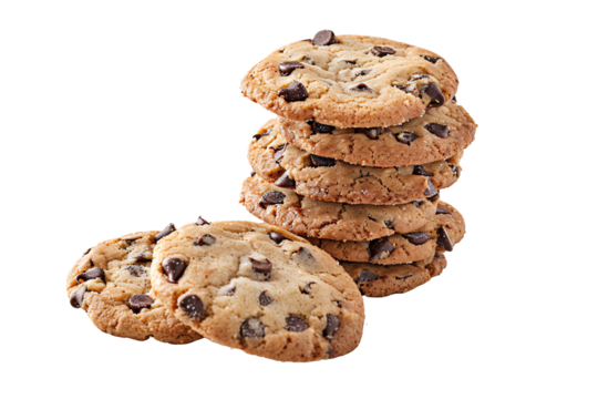 a stack of chocolate chip cookies