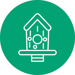 Bird house line circle icon