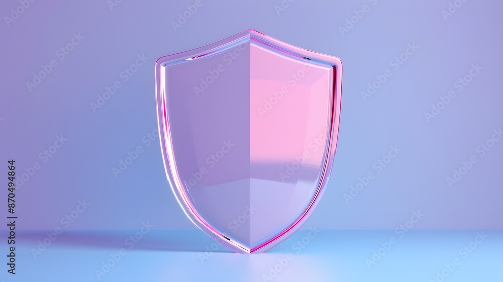 Aufkleber a pink translucent shield stands as a symbol of protection and security on a soft gradient backgroun