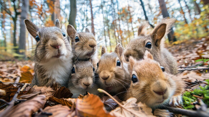 best friends animals taking selfie shots at the forest.Generative AI