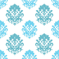 Damask seamless pattern element. Vector classical luxury old fashioned damask ornament, royal victorian seamless texture for wallpapers, textile, wrapping. Vintage exquisite floral baroque template.