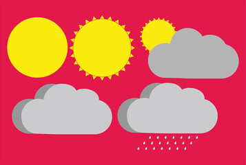 Sun and clouds icons vector illustartion