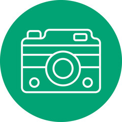 Camera line circle icon