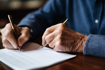 Picture of senior mature student preparing for lesson or exam generative AI concept