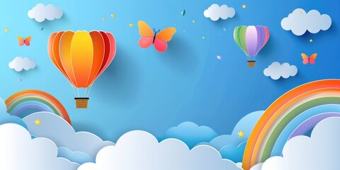 Hot Air Balloon Over Rainbow