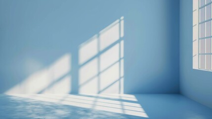 Obraz premium Serene blue room with sunlight streaming through window
