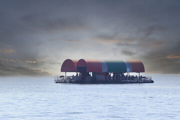 Tourist rafts of resort operations made for tourists who want to go rafting and admire nature.