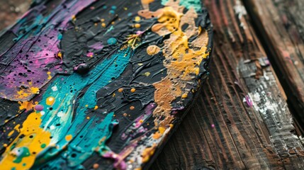 Obraz premium Colorful abstract acrylic painting on wooden surface