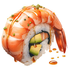 floating Sushi roll, PNG image