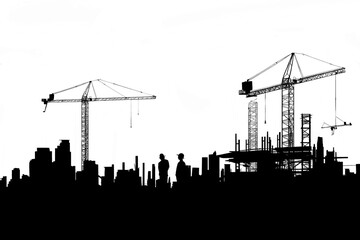 PNG Construction site silhouette architecture development.