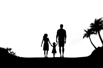 PNG Happy family silhouette beach adult.