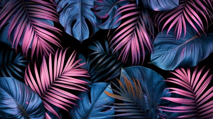 Tropical splendor with vibrant pink and blue leaves