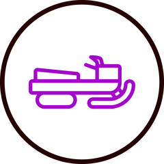 Snowmobile Vector Line Purple Circle Black