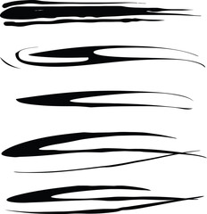 Various black brush stroke lines on a white surface, perfect for art, design, or decoration.
