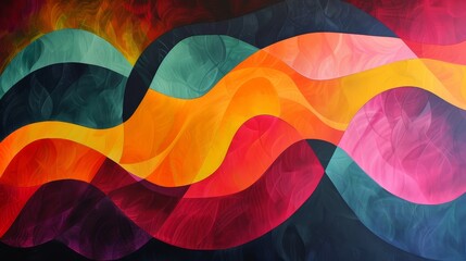 A colorful painting of a wave with a blue and green section