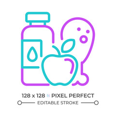 Healthy diet two color line icon. Balanced and healthy nutrition. Wellness and healthy eating habits bicolor outline symbol. Duotone linear pictogram. Isolated illustration. Editable stroke