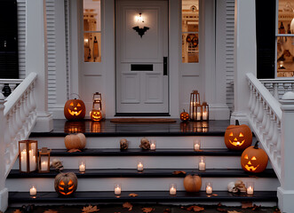 Obraz premium front porch halloween decor