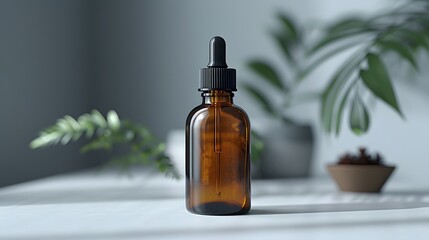 44. A minimalist image with a white background showing a pet ear cleaner bottle in the center