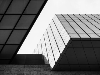 Modern building facade geometric shape Architecture details Black and white
