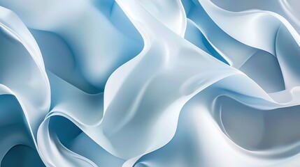 Light blue and white flowing shapes, creating a smooth and serene visual with soft curves.
